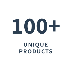 100+ unique products