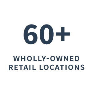 55+ Wholly-owned retail locations